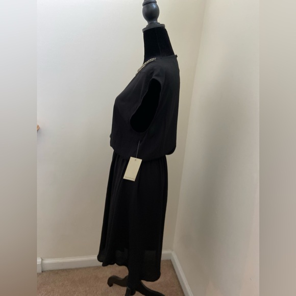 Brixon Ivy Dress Hand Beaded Details Size Medium Black with Gold Beaded Neckline - Picture 3 of 5